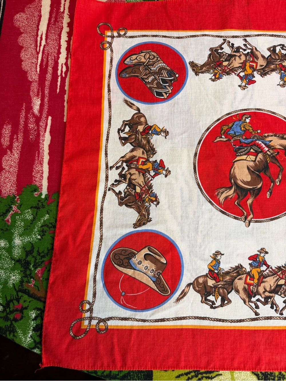 Vintage Western Bandanna Made in the USA Rodeo Print - Picture 3 of 8